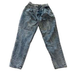Vintage 80’s Space Legs Acid Wash High-Waisted Pleated Mom Jeans